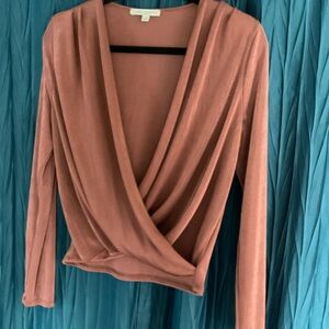 Only worn twice , Green Envelope Dusty Rose Drape Blouse